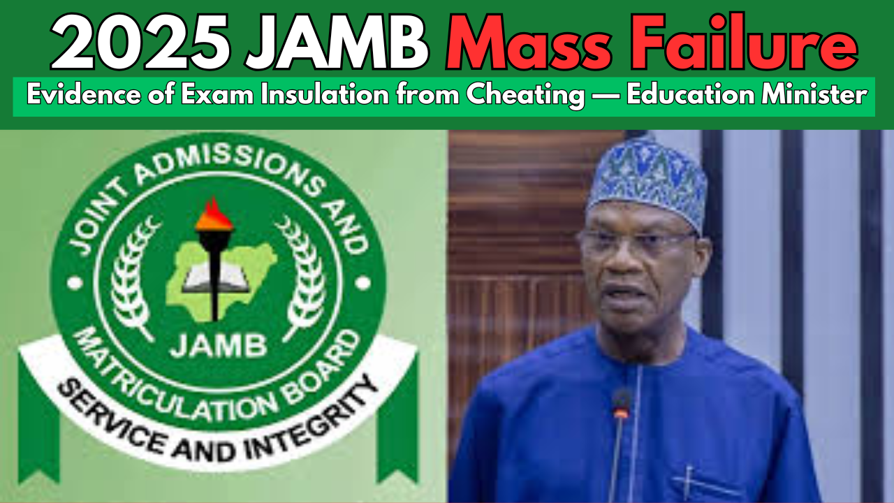 2025 JAMB Mass Failure: Evidence of Exam Insulation from Cheating — Education Minister