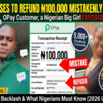 OPay refund scandal, Opeyemi Awodoyin N100k, wrong transfer OPay, Opeyemi Awodoyin OPay drama, Nigerians react to OPay mistaken transfer