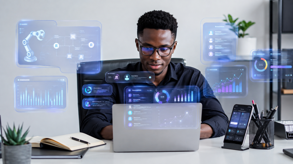 business owner using AI tools for his business