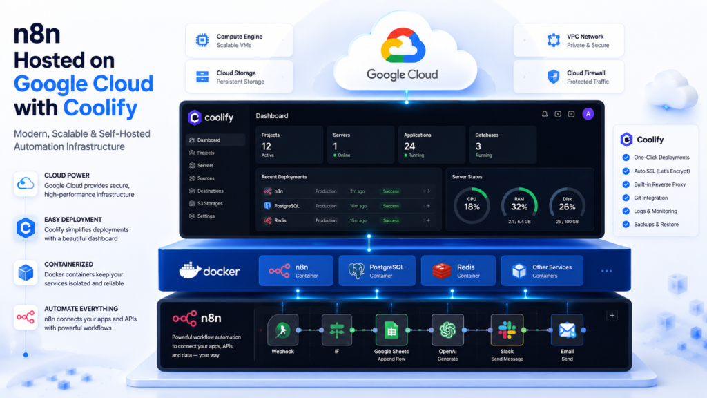 n8n + Google Cloud + Coolify