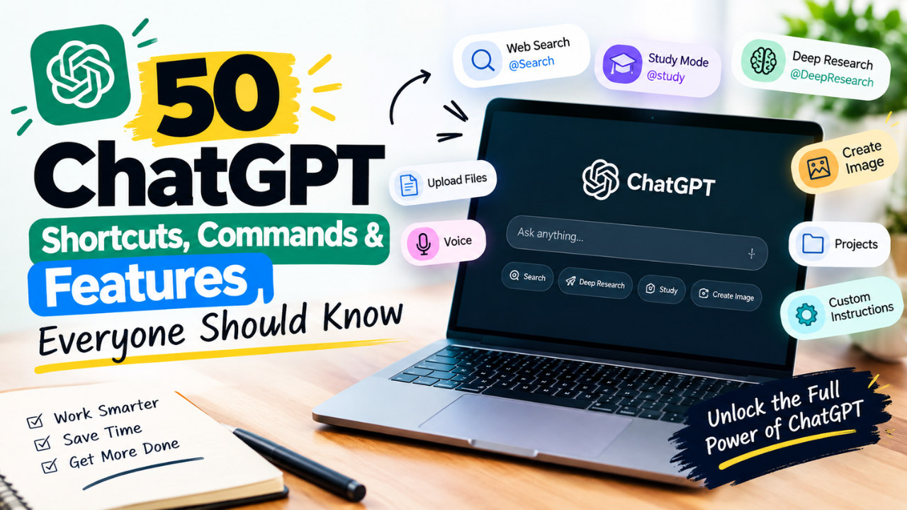 50 ChatGPT Shortcuts, Commands & Features Everyone Should Know