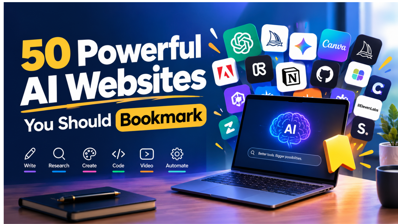 50 Powerful AI Websites You Should Bookmark in 2026